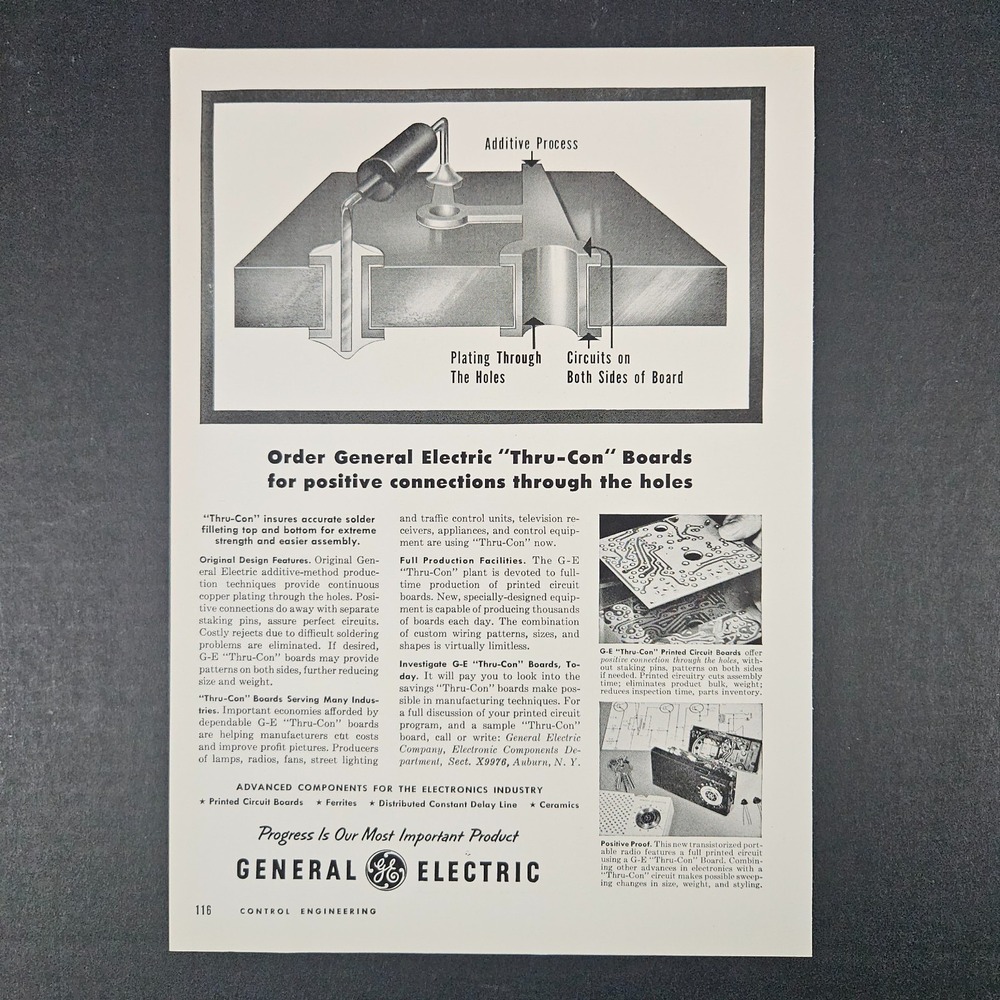 1956‎ GE General Electric Thru-Con Printed Circuit Boards Vintage Print Ad Shop